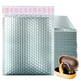 Ice Blue Metallic Bubble Mailers