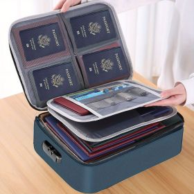 1pc Document Bag With Lock, Fireproof 3-Layer File Storage Case With Water-Resistant Zipper (Color: Navy Blue, Style: With Combination Lock)
