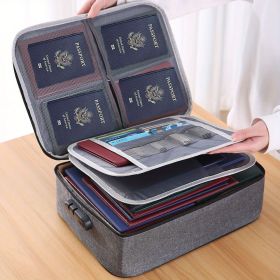 1pc Document Bag With Lock, Fireproof 3-Layer File Storage Case With Water-Resistant Zipper (Color: Grey, Style: With Combination Lock)