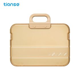 1pc TIANSE Portable A4 Storage Box, Lock Catch, Waterproof Transparent Document Box Perfect For Office Home School Document Book Stationery Stora (Color: Transparent Khaki)