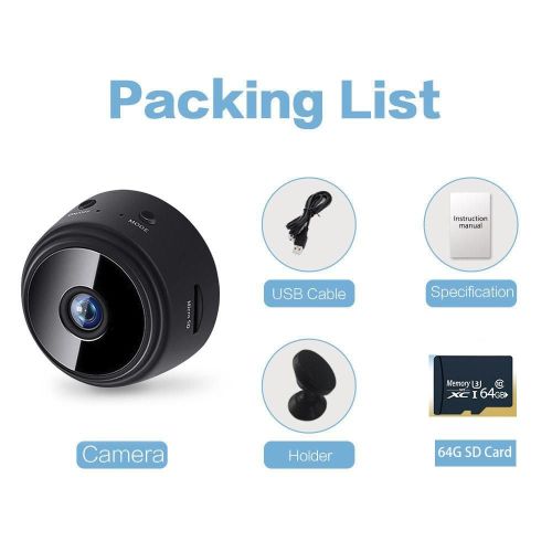 1pc A9 Mini Camera; HD 720P 2.4G Wifi IP Camera; Night Vision; Smart Home Security Wireless Mini Camcorder; Mobile Remote View Video Surveillance