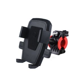 Motorcycle Bicycle Universal Phone Holder Stand Auto Lock Mobile Phone Holder Motor Bike Handlebar Clip Stand GPS Mount Bracket (Color: Black)