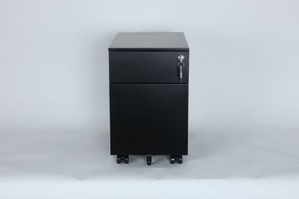2 Drawer Mobile File Cabinet with Lock Metal Filing Cabinet for Legal/Letter/A4/F4 Size, Fully Assembled Include Wheels, Home/Office Design (Color: Black)