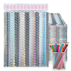 Holographic Metallic Bubble Mailers (Color: Black, Material: Poly)