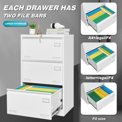 Filing Cabinet Lateral File Cabinet 3 Drawer, Blcak Locking Metal File Cabinets Three Drawer Filing Cabinet Lateral File Cabinet 3 Drawer, Blcak Locking Metal File Cabinets Three Drawer